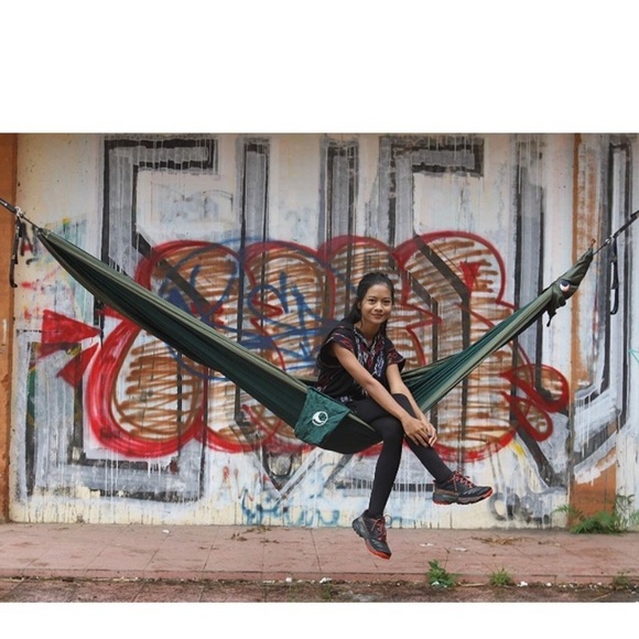 Ticket to the moon hammock King Size 2 Person espresso & forest green NWT - Picture 6 of 6